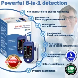 Zakdavi™ High Precision Non-invasive Glucose Meter Clinical certification & 99.9% Accuracy