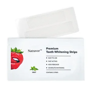 Natravor™ Teeth Whitening Strips, Non-peroxide, Fluoride Free & Vegan,  28 Strips (14-day Treatment)