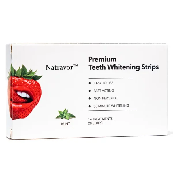 Natravor™ Teeth Whitening Strips, Non-peroxide, Fluoride Free & Vegan,  28 Strips (14-day Treatment)