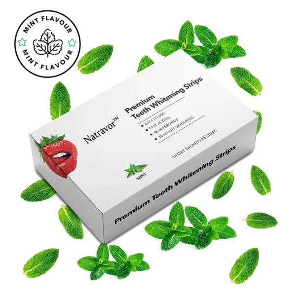 Natravor™ Teeth Whitening Strips, Non-peroxide, Fluoride Free & Vegan,  28 Strips (14-day Treatment)