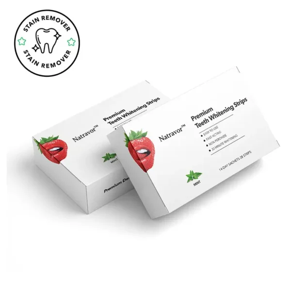 Natravor™ Teeth Whitening Strips, Non-peroxide, Fluoride Free & Vegan,  28 Strips (14-day Treatment)