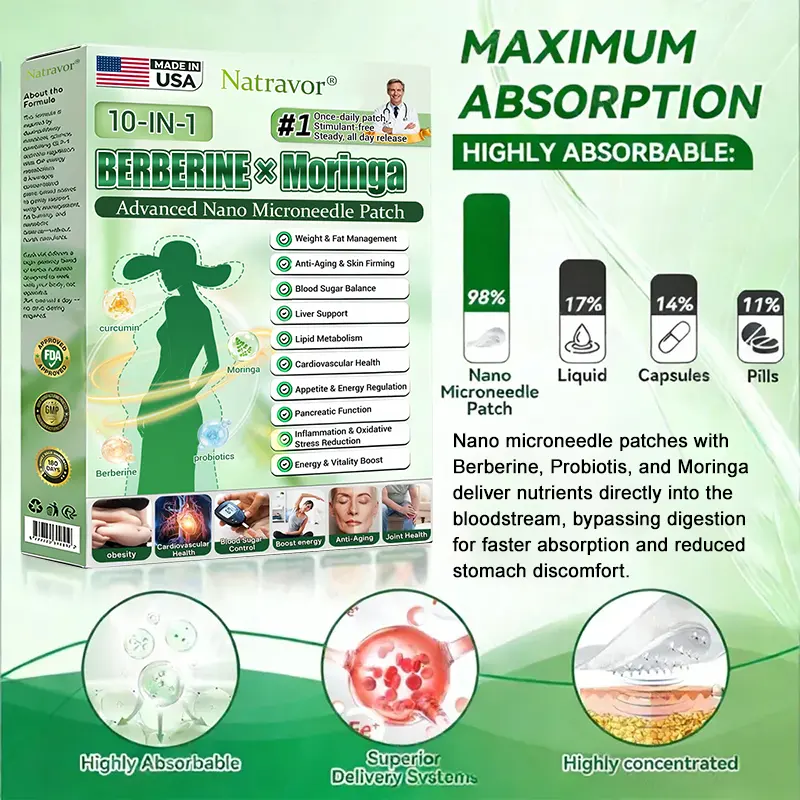 𝐎𝐟𝐟𝐢𝐜𝐢𝐚𝐥 𝐒𝐭𝐨𝐫𝐞 🇺🇸 | Natravor® 10-in-1 Berberine x Moringa Advanced Nano Microneedle Patch – Daily, Visible Results in 7 Days ✅ For Weight, Skin, Diabetes & Joint Health 🗽