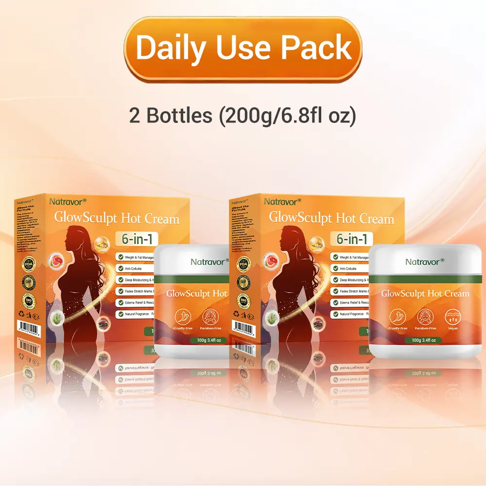 NATRAVOR® GlowSculpt Hot Cream | Weight & Fat Management, Anti-Cellulite, Edema Rescue, Stretch Mark Fading, Deep Hydration & Relaxing Aroma - 100% Natural Ingredients