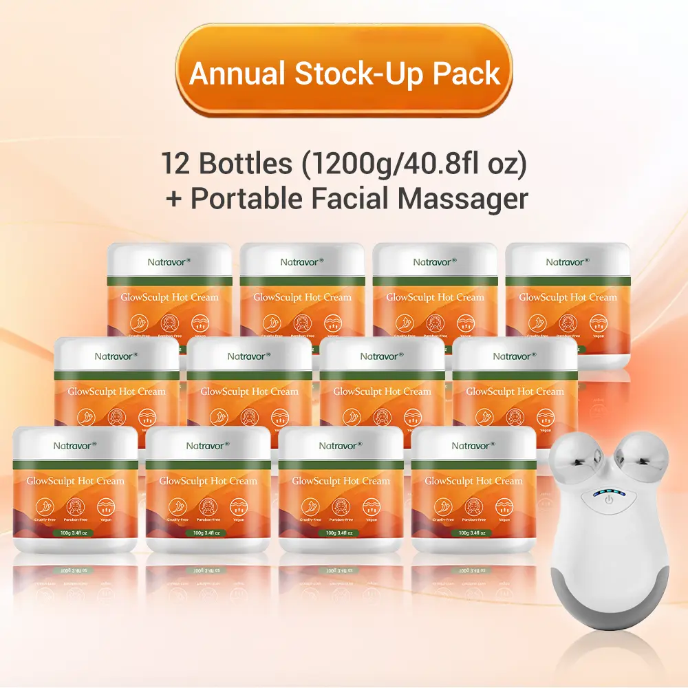 NATRAVOR® GlowSculpt Hot Cream | Weight & Fat Management, Anti-Cellulite, Edema Rescue, Stretch Mark Fading, Deep Hydration & Relaxing Aroma - 100% Natural Ingredients