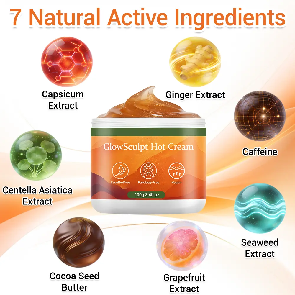 NATRAVOR® GlowSculpt Hot Cream | Weight & Fat Management, Anti-Cellulite, Edema Rescue, Stretch Mark Fading, Deep Hydration & Relaxing Aroma - 100% Natural Ingredients