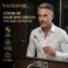 NATRAVOR Comb - In Hair DyeCream for Gray Coverage -Natural Black & Dark Brown