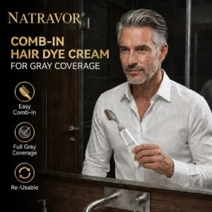 NATRAVOR  Comb - In Hair DyeCream for Gray Coverage -Natural Black & Dark Brown
