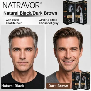 NATRAVOR Comb - In Hair DyeCream for Gray Coverage -Natural Black & Dark Brown