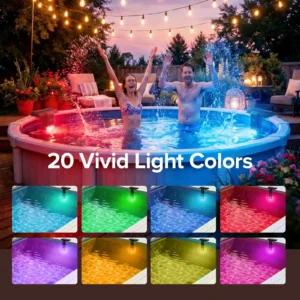 Natravor Solar Pool Light – 20 RGB Colors, IP68 Waterproof, Magnetic Mount