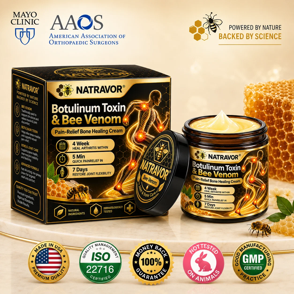 NATRAVOR® Botulinum Toxin & Bee Venom Joint Pain Relief & Bone Healing Cream