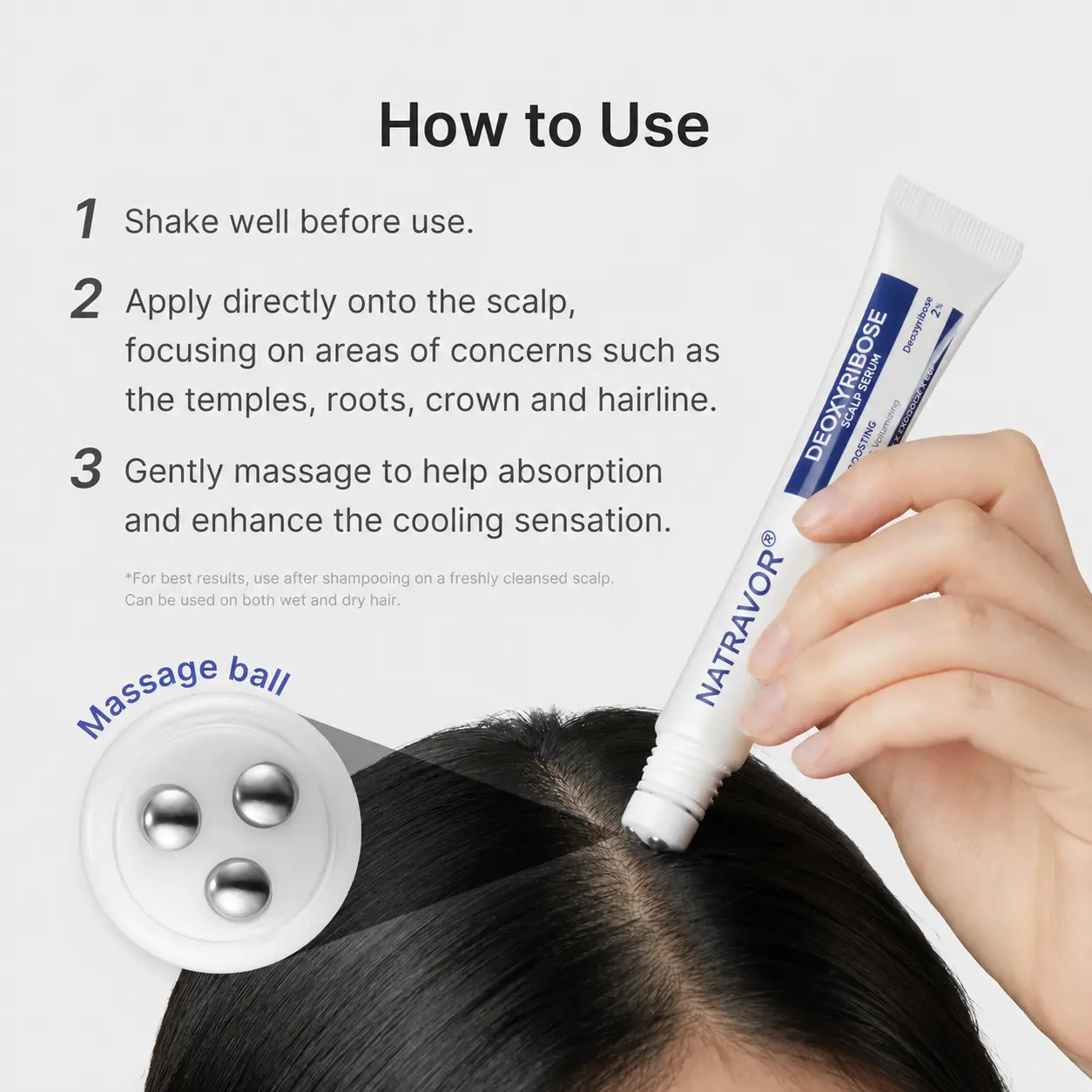 Natravor® Deoxyribose Scalp Serum | For Fuller-Looking Hair & Scalp Strengthening Roll-On Serum