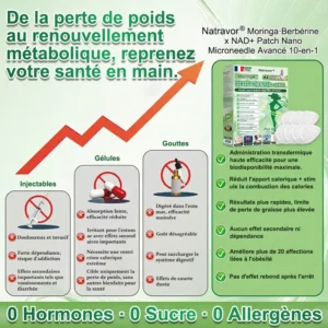 Natravor®
Patch nano à micro-aiguilles avancé 10-en-1 au moringa et à la berbérine